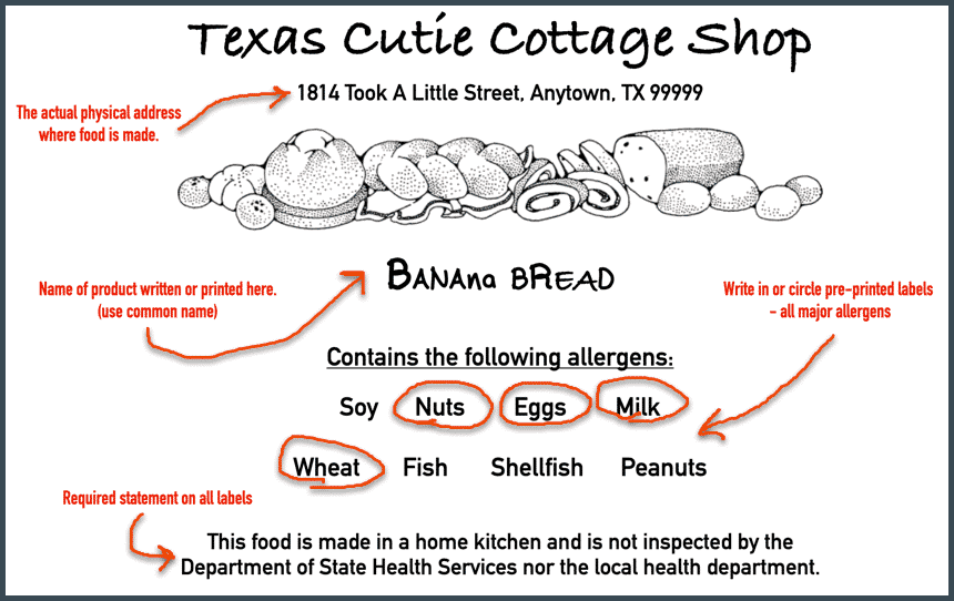 sample texas cottage food label